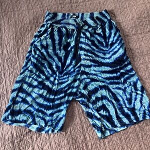 R13 velvet zebra print shorts in teal XS-S